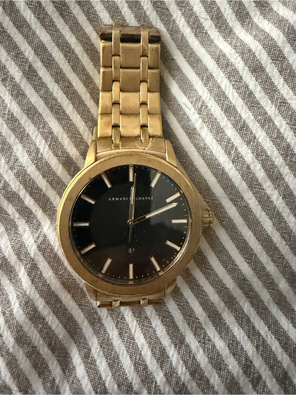 Armani Exchange Gold and Black Stainless Bracelet Watch
